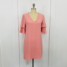 Charles Henry Women’s Shift Dress Small Pink Ruffle Sleeves Rose Gold