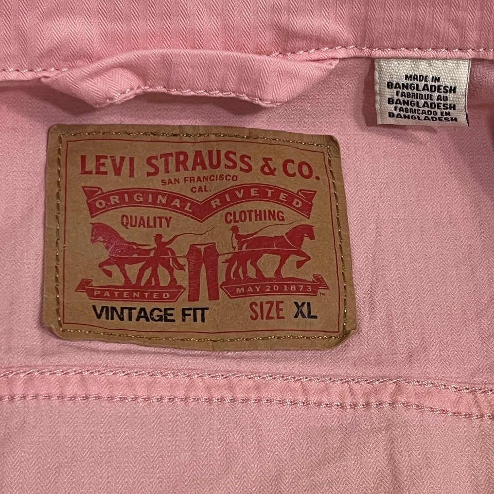 Chaqueta de Camionero Levis Hombres Talla XL Denim Jean Botón Vintage Rosa Ligera Foto 3 de 4