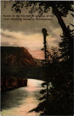 PC CANADA, NEWFOUNDLAND, SUNSET ON HUMBER RIVER, Vintage Postcard (b61745)