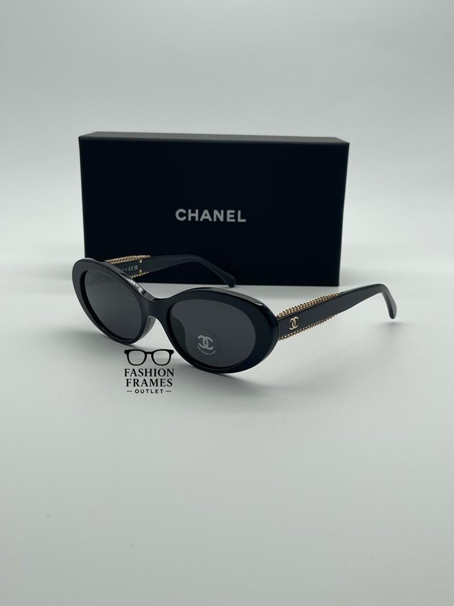 CHANEL サングラス 5515-A ブラック NEW CHANEL 5515 Women's Black Oval Sunglasses – 100