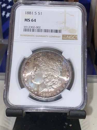 1881 S NGC MS64 🌈 RAINBOW TONED 🌈 MORGAN SILVER DOLLAR