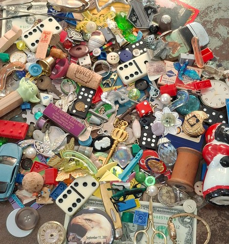 Vintage Trinket Mystery Grab Bag "Scoop" ~Large Bundle (40-45 pieces) I spy core