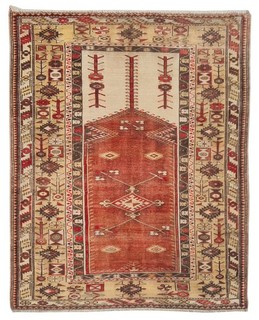 Amazing Hand Knotted Vintage Turkish Wool Area Rug 7 x 5 Ft