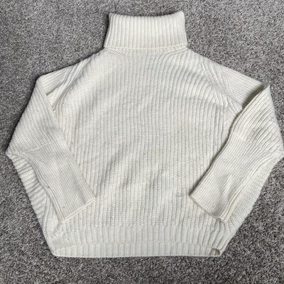 Massimo Dutti Sweater Womens Xs Cream Chunky Alpaca Wool Ribbed Knit turtleneck