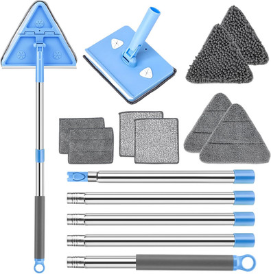 Baseboard Cleaner Tool with Handle, Wall Mop with Squeegee, 8 Pads | 86'' Extensi