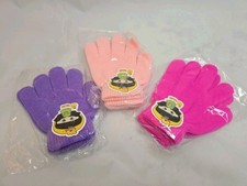 Lot of 3 New Kids Girls Knit Winter Gloves Pink Purple Stretch