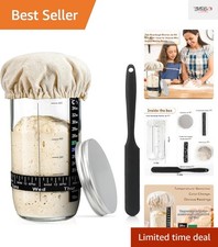 Complete Sourdough Baking Set: 24 oz Glass Jar, Silicone Tools Feeding Band