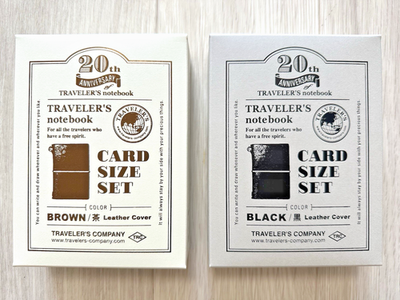 Traveler's Notebook Card Size 20th Anniversary Set Leather Brown