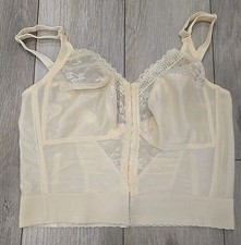VTG Carnival Longline Bra 745 Sz 40D Beige Stays Front Hook Eye Close Wireless
