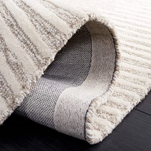  Abstract Collection Runner Rug - 2'3" x 8', Natural & Ivory, Handmade Wool,  - Image 2 of 4