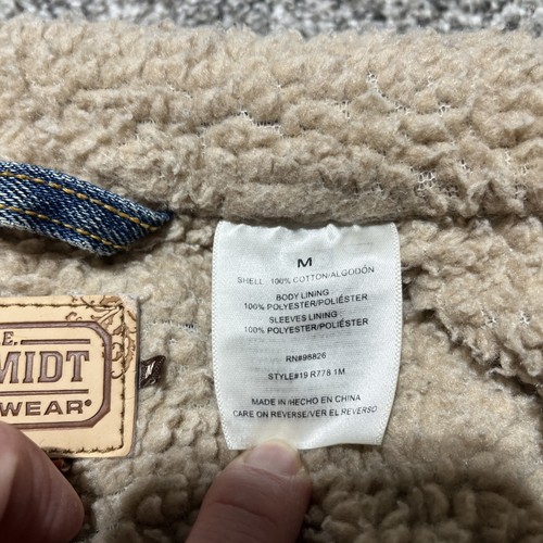 C E Schmidt Workwear Sherpa Lined Blue Jean Denim Jacket Sz Medium - Picture 7 of 9