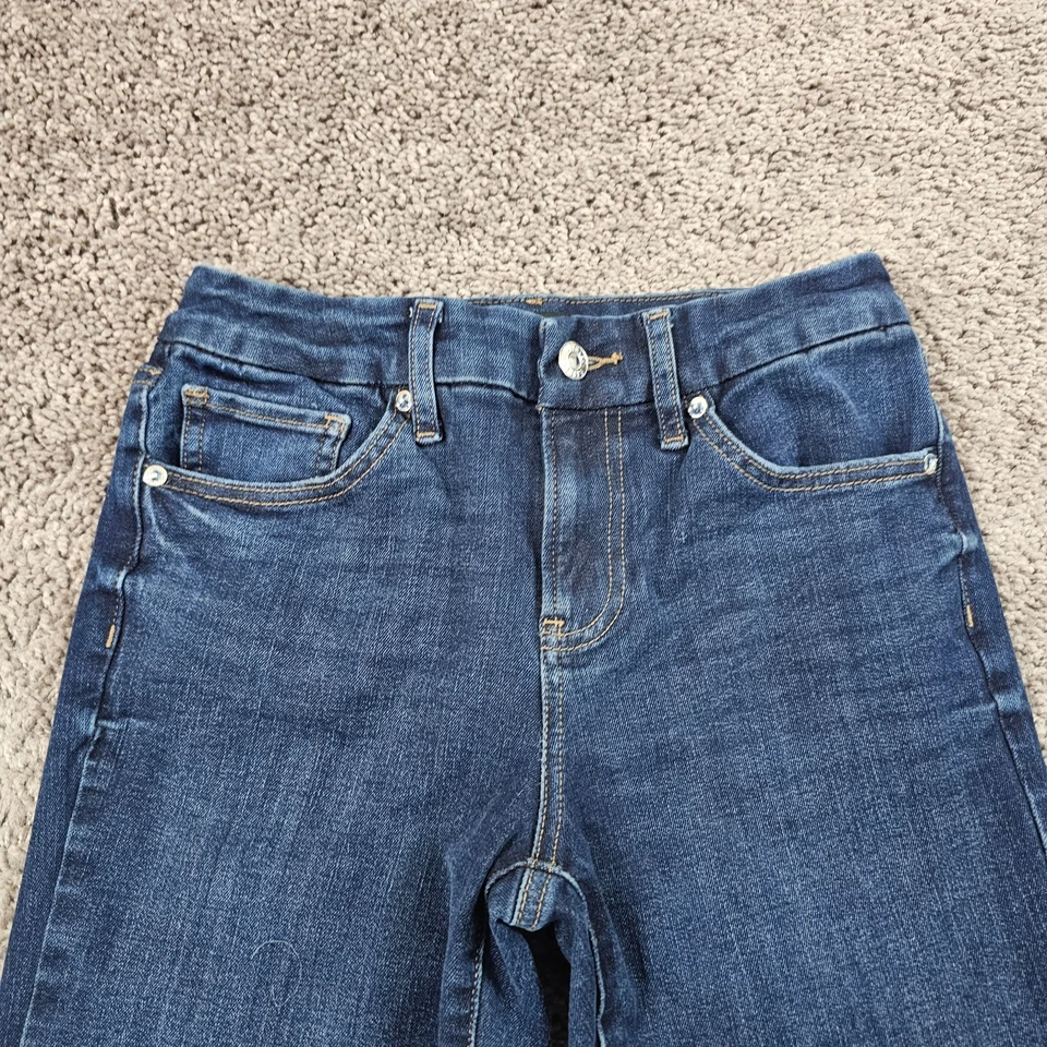 Express Jeans Women Small S Boot Cut Mid Rise Dark Wash Skyscraper Stretch 24x32 - Image 2 of 4