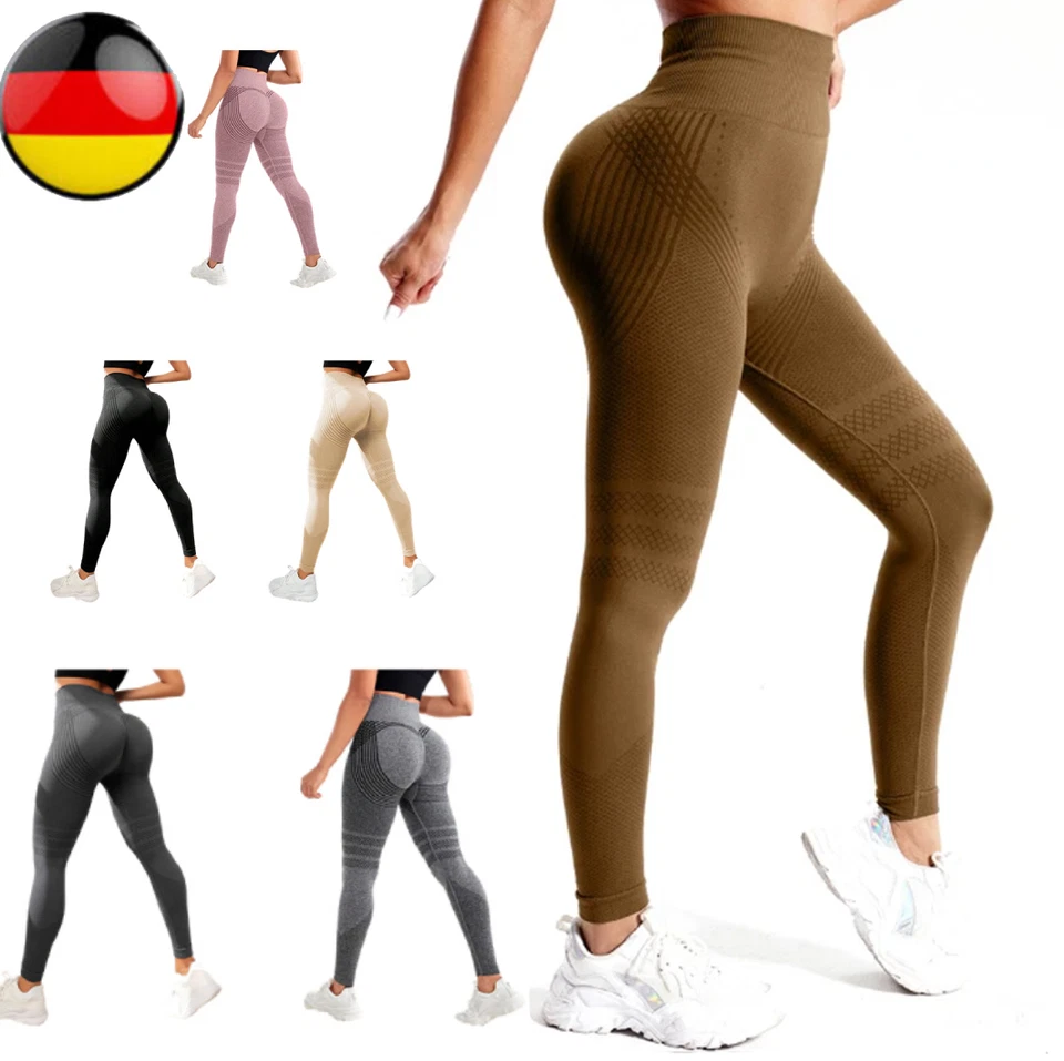 MARKENLOS Leggings Damen High Waist Push Up Sport Fitness Yoga Sexy Po Nahtlos Bequem
