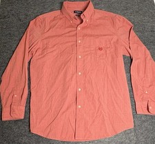 CHAPS Men’s Long Sleeve Button Down Shirt Indian Orange Crest Logo Size L