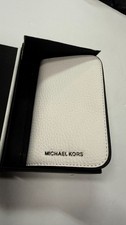 MICHAEL KORS Snap CC Wallet Pebble Leather White Coin Purse New