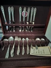 INTERNATIONAL QUEENS LACE STERLING SILVER SET FOR 8 61 PCS 2426 GRAMS
