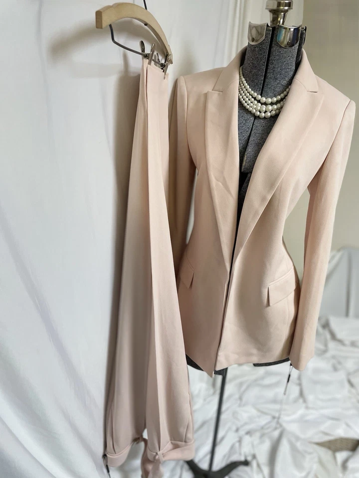 NUEVO Traje Pantalón Calvin Klein Talla 6 Conjunto de Dos Piezas Rubor Bonus Cinturón Bolsillos Tobillo Foto 3 de 4