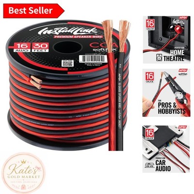 30ft 16 AWG Speaker Wire - Durable CCA Cable for Enhanced Audio Quality