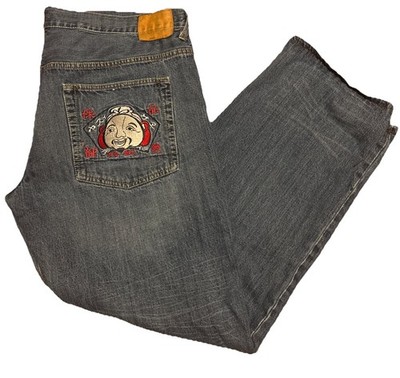 VTG 90s Evisu Genes Denim Jeans 42 Embroidered Godhead Baggy Hip Hop Streetwear