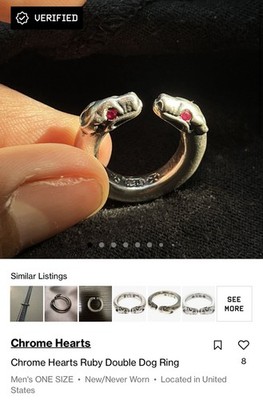 アクセサリー Chrome Hearts Double Dog Ring Chrome Hearts Double Dog Ring Size 5-5.5 Factory Ruby Used | eBay