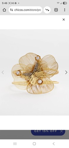 Chicos Statement Schmetterling Filigee Scharnier Armband in Gold Neu mit Etikett