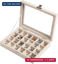 24 Grid Jewelry Tray,Velvet Stud Earring Organizer,Small Jewelry Organizer with
