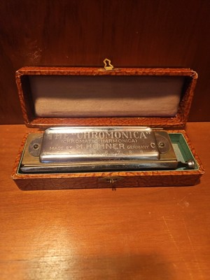 RARE 1926 Vintage M. Hohner ''The Chromonica  Harmonica with Original Case WORKS!