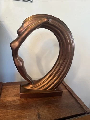Royal Haeger Nude Female Woman Sculpture Ceramic Art Deco Copper Luster Large