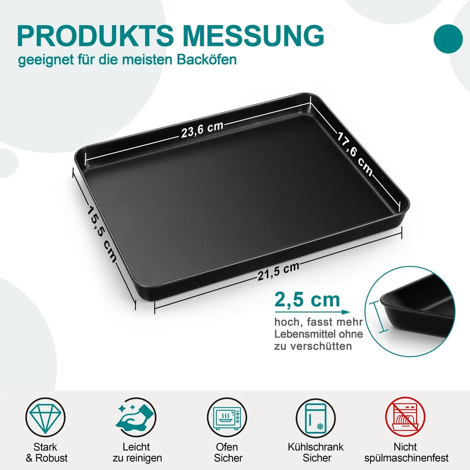 Mini Ofenblech Rechteckig Karbonstahl Backblech Kuchenblech Backform mit Anti... - Bild 2 von 4