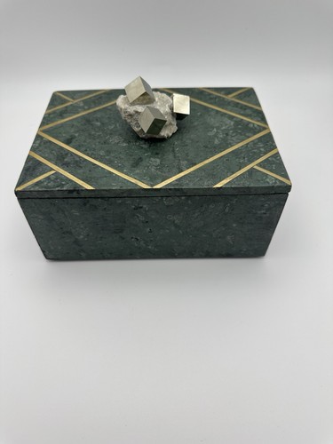 GREAT 3 PYRITE CUBE Crystals in Matrix Rock - Navajun, Spain on Green Marble!!!