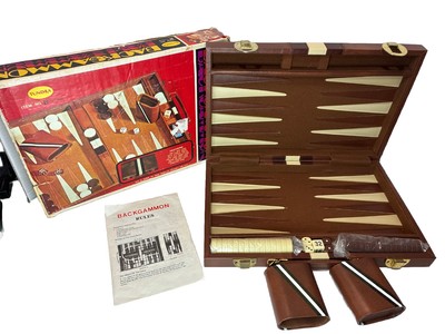 Vintage Backgammon Set & Brown Vinyl Case Complete By Tundra In Original Box