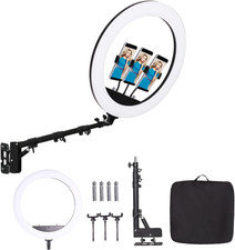 25'' Ring Light Wall Mount with Phone Holder for Photography Lighting Studio