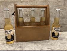 6 Pack Bottle Caddy Plain Wood Holder Trug Tote Carrier Case Beer Pop Crate NEW