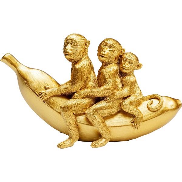 Deko Figur Deko Objekt Affen Motiv Polyresin Figur Gold Kare Design-image