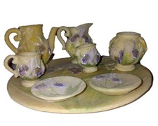 Popular Imports Mini Tea Set Iris Purple Yellow 7 Pieces 1994