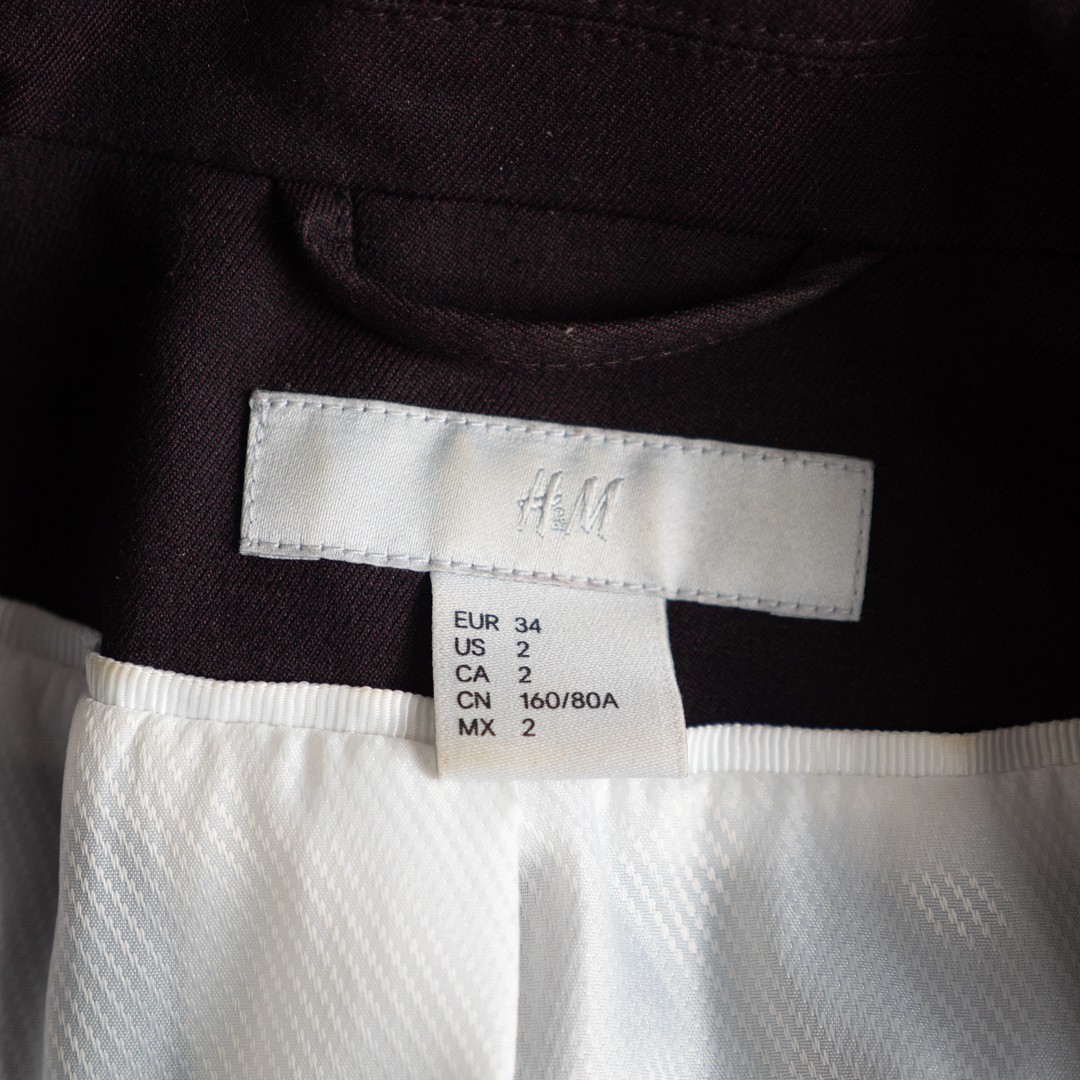 H&M Dark Plum Long Sleeve Size 34 EUR Buttoned Jacket Pre-Owned image 8