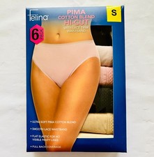 Felina Women's 6-Pack Pima Cotton Hi-Cut with Lace Trim Panties, Size-S