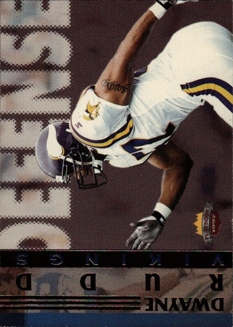 1997 Score Board Playbook - Dwayne Rudd #94 - Vikings