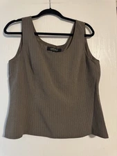 Kasper Woman's Sleeveless Blouse Tan Sz 12 Minimalist Office Core Top