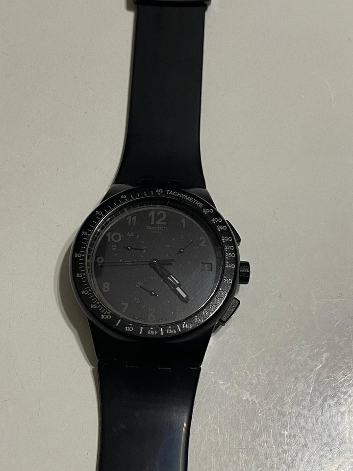 Reloj Swatch Swatch 2012 negro eficiencia SUSB400 cronógrafo hecho en Suiza fecha 42 mm para hombre Foto 3 de 4