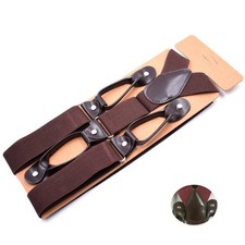 Portable Button Holes Link Men's Suspenders 24.4-43.3" Adjust Deep Coffee Color