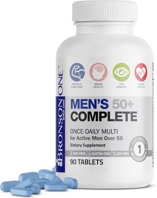 Bronson ONE Daily Mens 50+ Complete Multivitamin 90 Count (Pack of 1) 