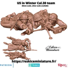 US Soldiers in Winter .30cal Team - United States Army - 28mm - Eskice Miniature