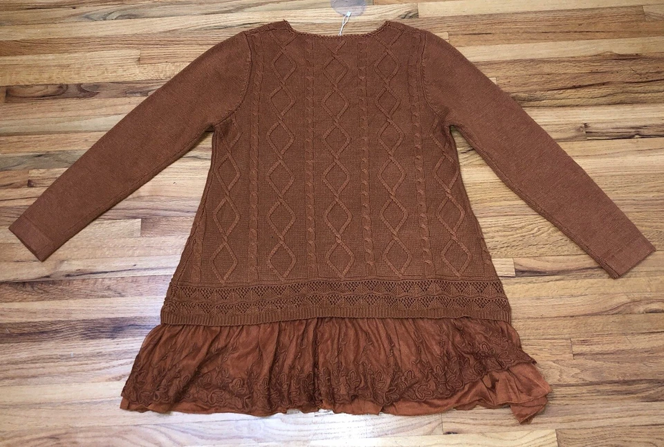 Simply Couture Feminino Tamanho G Malha Renda Babado Manga de Sino Camadas Boho Ano Novo - Imagem 2 de 4