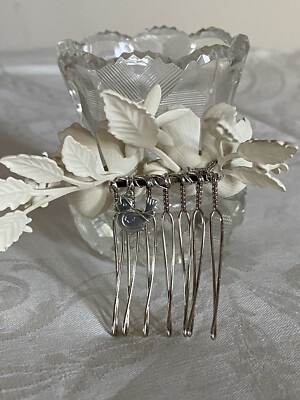 Paris By Debra Moreland Ivory Enamel Flower Hair Comb Bridal 