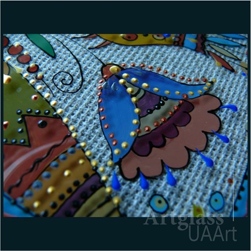 Ukrainian Folk traditional Painting on glass Handmade Wall decor Pysanky 19x24 - Picture 4 of 9