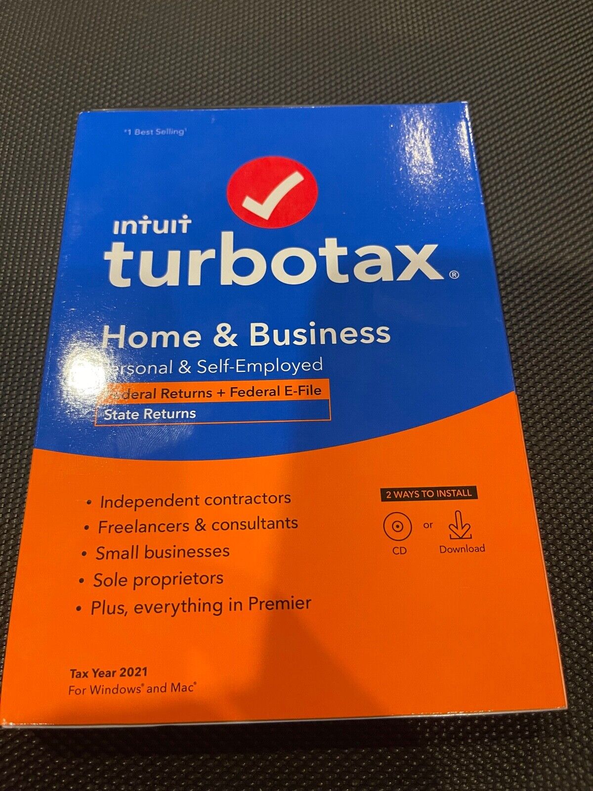 New! Sealed! Intuit TurboTax Home & Business 2021 Federal + State Windows Mac 