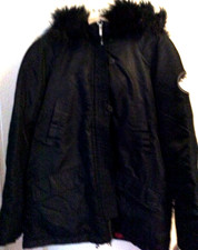 La Redoute Jacket Parka Quilted Faux Leather Padded Faux Fur Hood Uk 16 -18