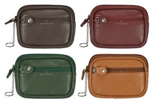 Real Leather Pouch UNISEX ZIP POCKET COIN CARD HOLDER WALLET Zip Pouch 1120
