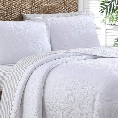 Tommy Bahama Quilt 92" x 96" Full/Quee Polyester Soft Cotton Solid Color White - Picture 3 of 7